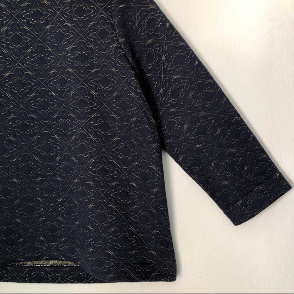 LOFT NWT Navy Gold Stitched Sweatshirt - Picture 3 of 6
